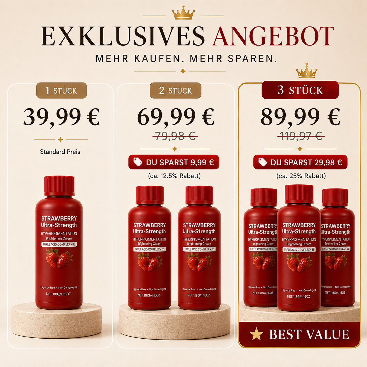 Strawberry Brightening Creme für dunkle Hautstellen